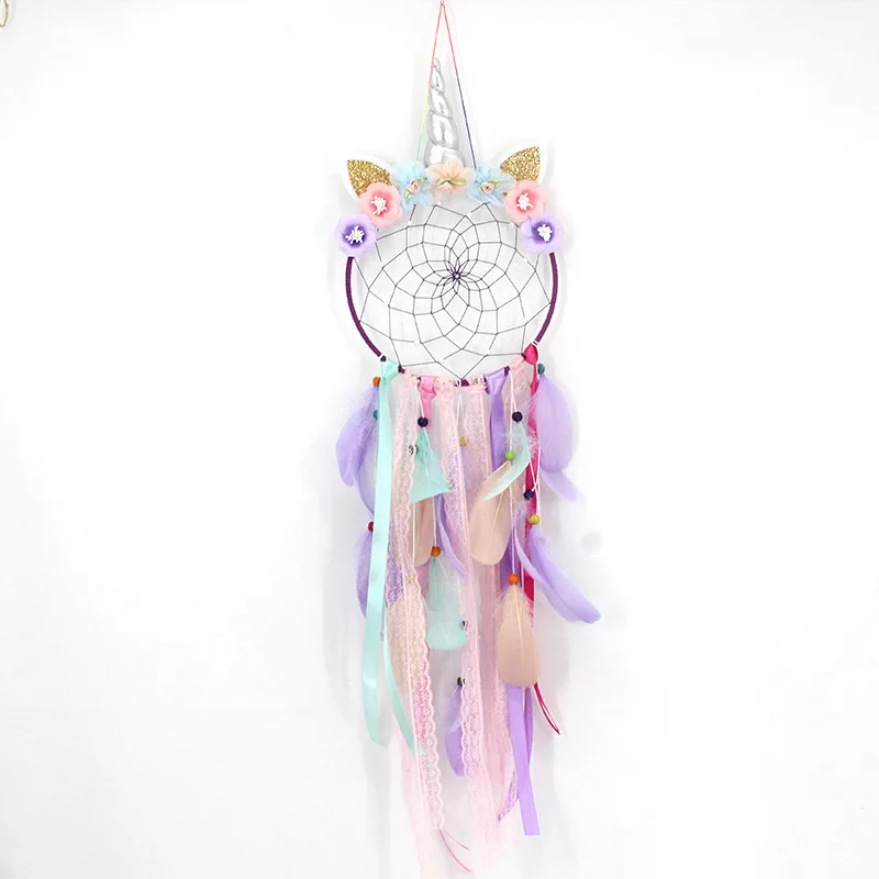 

Creative new Unicorn DREAM CATCHER Hanging silver horn fresh girl room hanging home pink room decoration Kawai room decoration