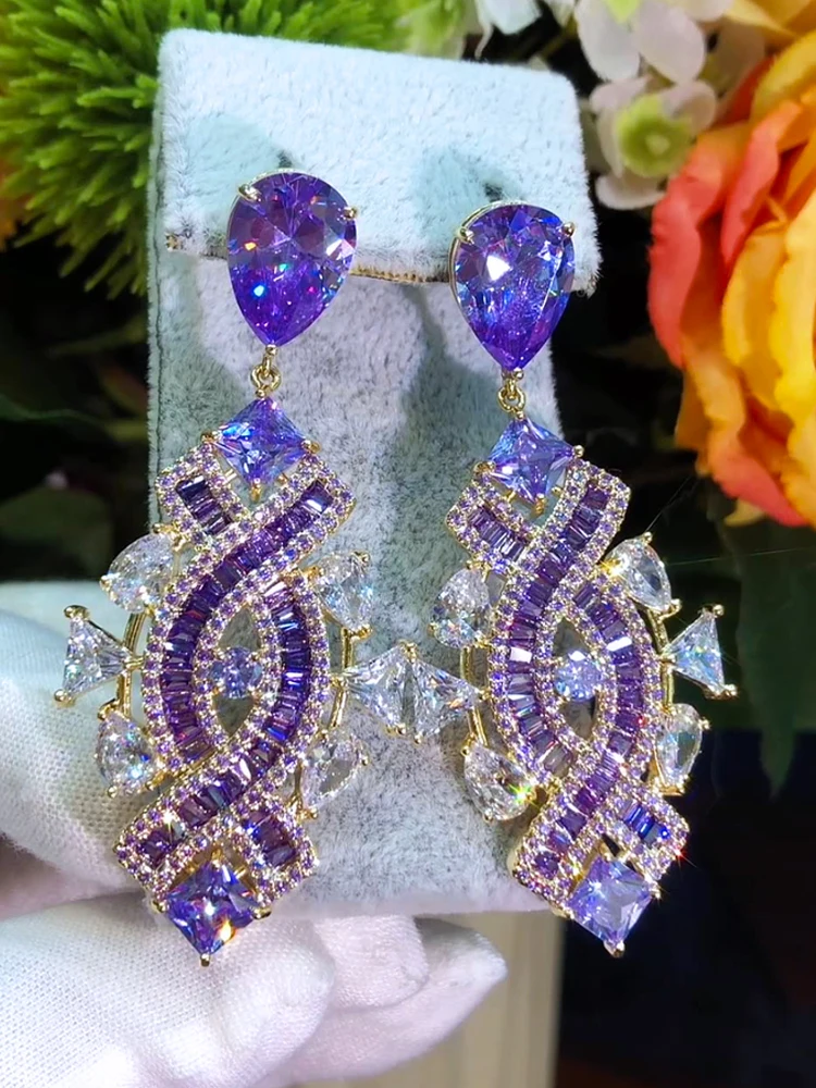 

Soramoore Luxury CLAWS Bowknot Earrings Trendy Cubic Zircon Indian gold earrings for women Wedding Engagement Party JEWELRY GIFT