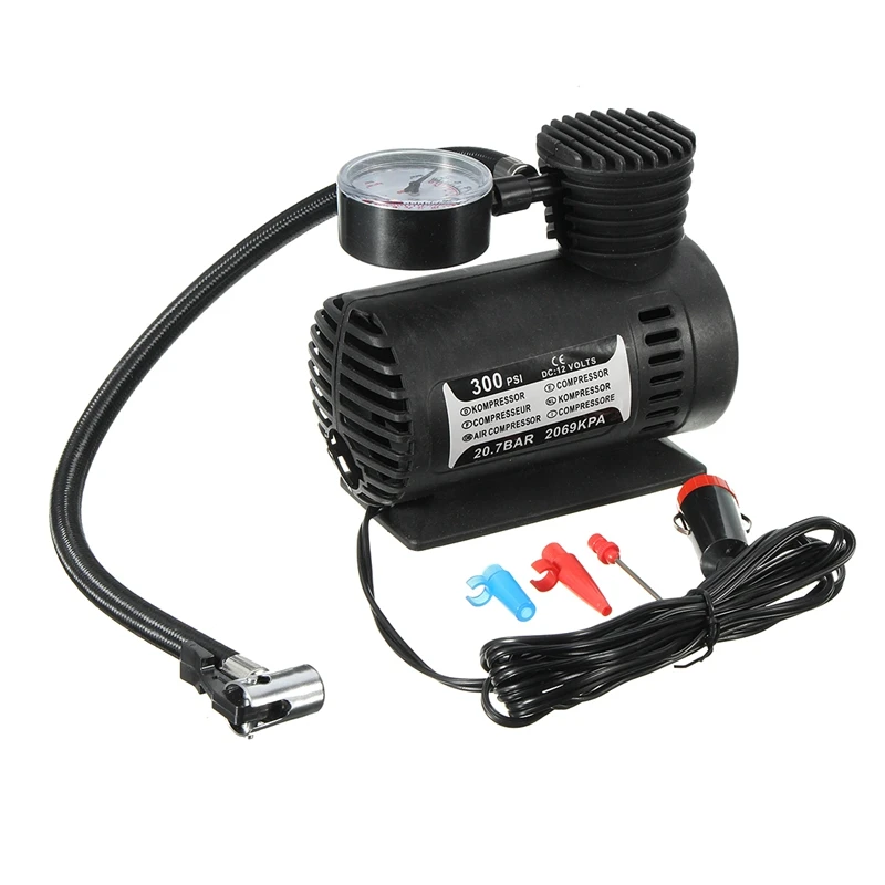300 Psi 12V портативный автомобильный шиномонтажный мини воздушный компрессор Электрический насос футбольный баскетбольный шар плавательный кольцевой воздушный насос