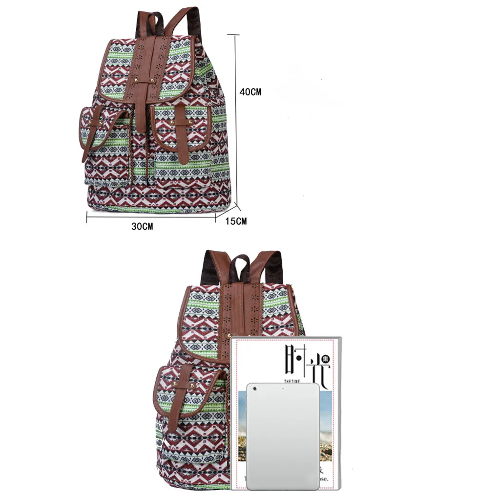 Новая школьная сумка Boho Ретро винтажный женский рюкзак с кулиской печати рюкзак для холстов многофункциональный женский рюкзак