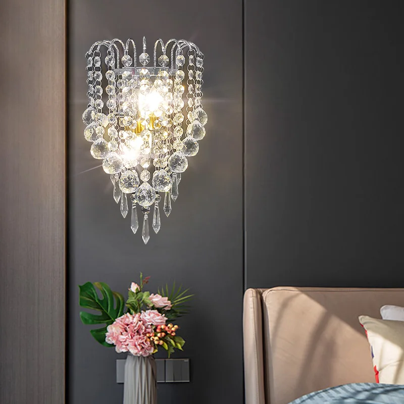 Luces led E14 Современные хрустальные зеркальные настенные светильники из