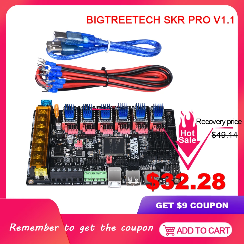 BIQU BIGTREETECH SKR Pro V1.1 32 бит материнская плата Wi-Fi с TMC2209 TMC2208 UART TMC2130 SPI драйвер VS MKS GenL части 3d принтера