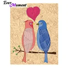 Алмазная живопись с голубым розовым птичьим сердцем, полноразмерная картина Стразы, алмазная вышивка крестиком ASF1806