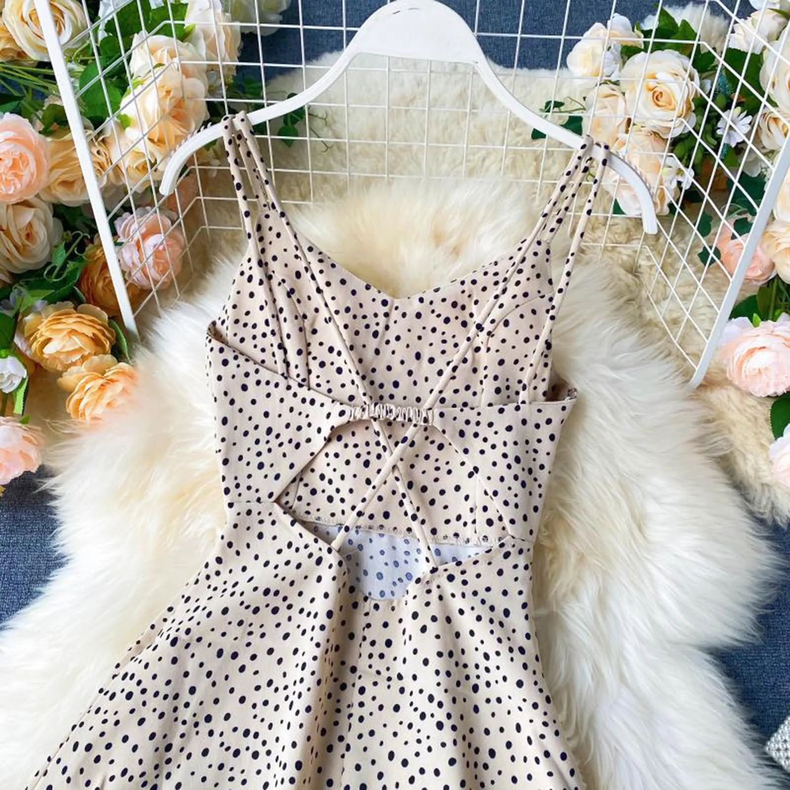 

40# Boho Polka Dot Sling Dress Women Summer Sexy Chiffon maxi dress Sundresses Elegant Sleeveless Summer Dress Vestidos