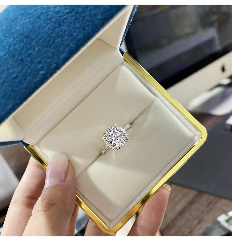 

High Quality 925 Sterling Silver Wedding Ring Princess Square CZ Finger Rings for Women Silver Engagement Jewelry Gifts