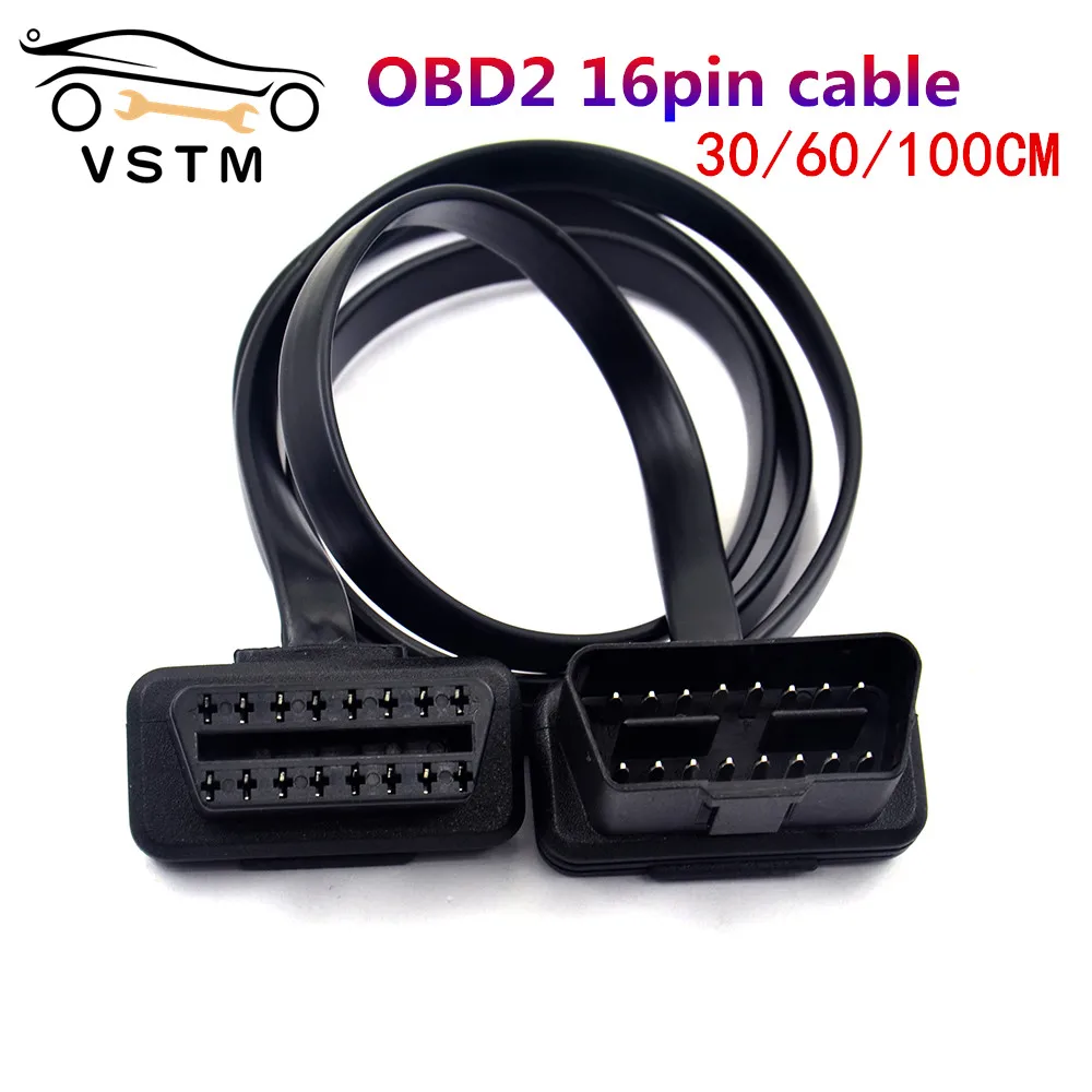 Новое поступление плоский и тонкий 16-контактный разъем OBD OBDII OBD2 Удлинительный