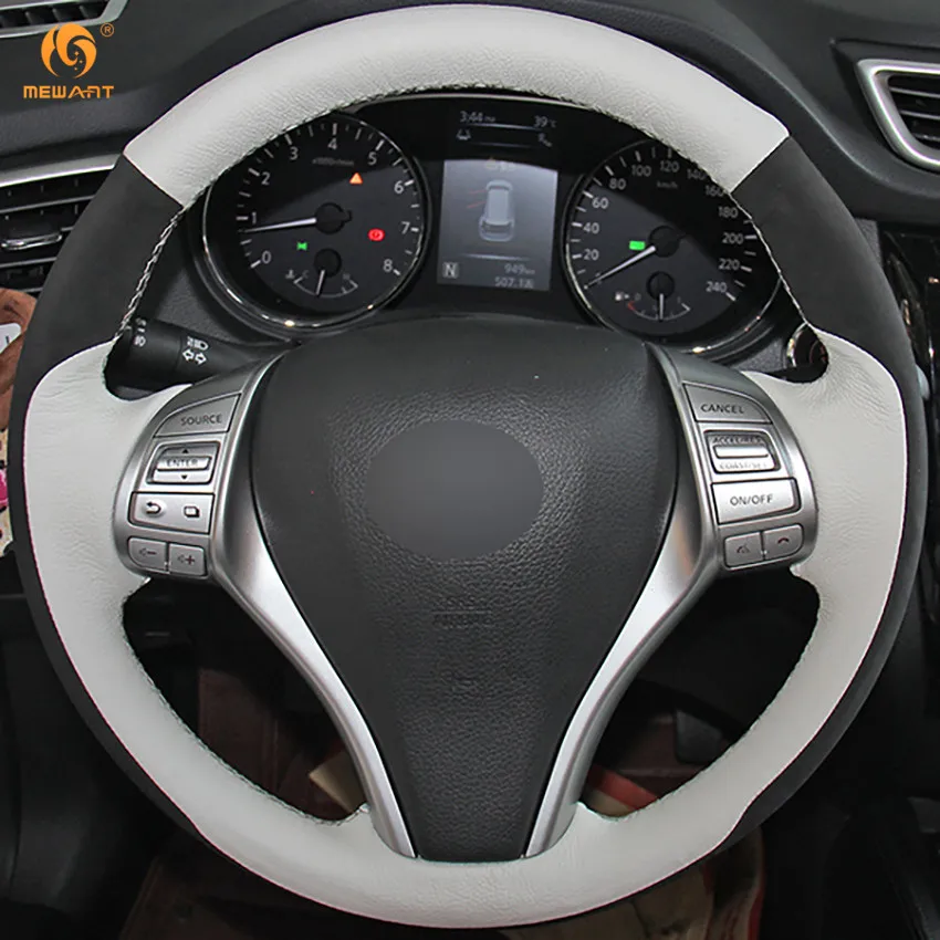 Белый из натуральной кожи черный замшевый чехол рулевого колеса автомобиля для