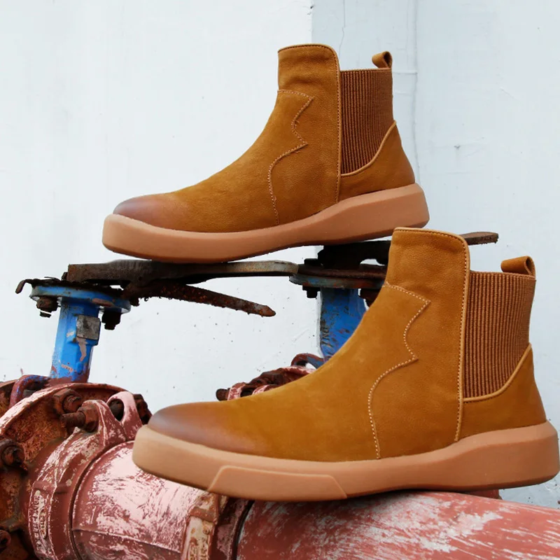 Мужские ботинки челси из натуральной кожи модные брендовые ботильоны коровьей