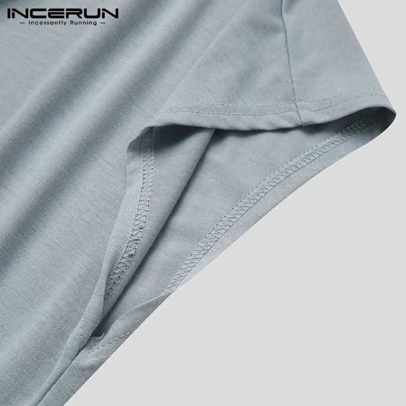 

Man Patchwork V Neck Suspenders Mens Jumpsuits Leisure Sleeveless Hooded Rompers INCERUN Pockets Drop Crotch Bib Pants S-5XL 7