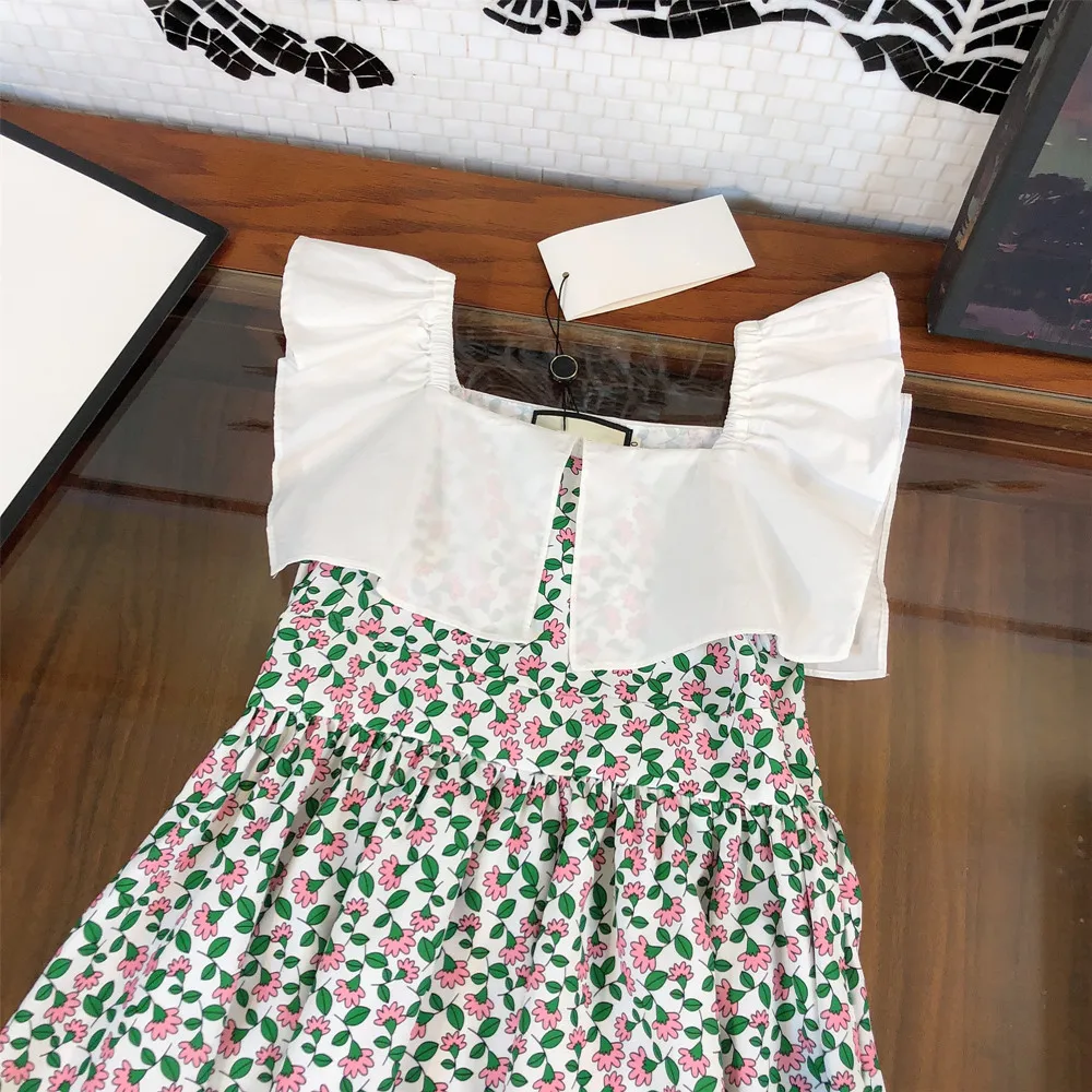 

Girls dress summer 2021 new Korean version of western style children princess dress summer baby floral lapel skirt