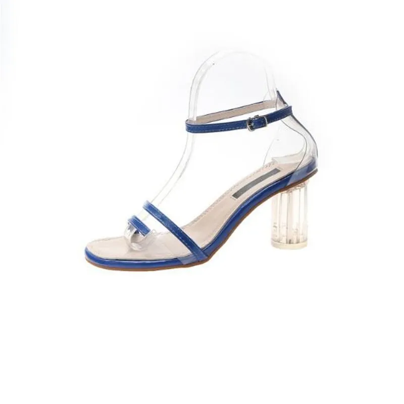 

Women Pumps Shoes Celebrity Wearing Simple Style PVC Clear Transparent Strappy Buckle Sandals High Heels Woman Sexy