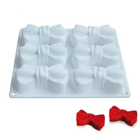 6 hole bowknot tie cravat silicone cake mousse mold 3d diy design moule baking cookie muffin mould cupcake jelly pudding