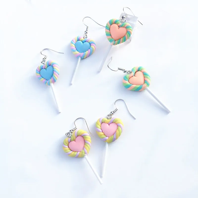 1 пара Мода для творчества из пластика Конфеты леденец bff дружба Висячие серьги
