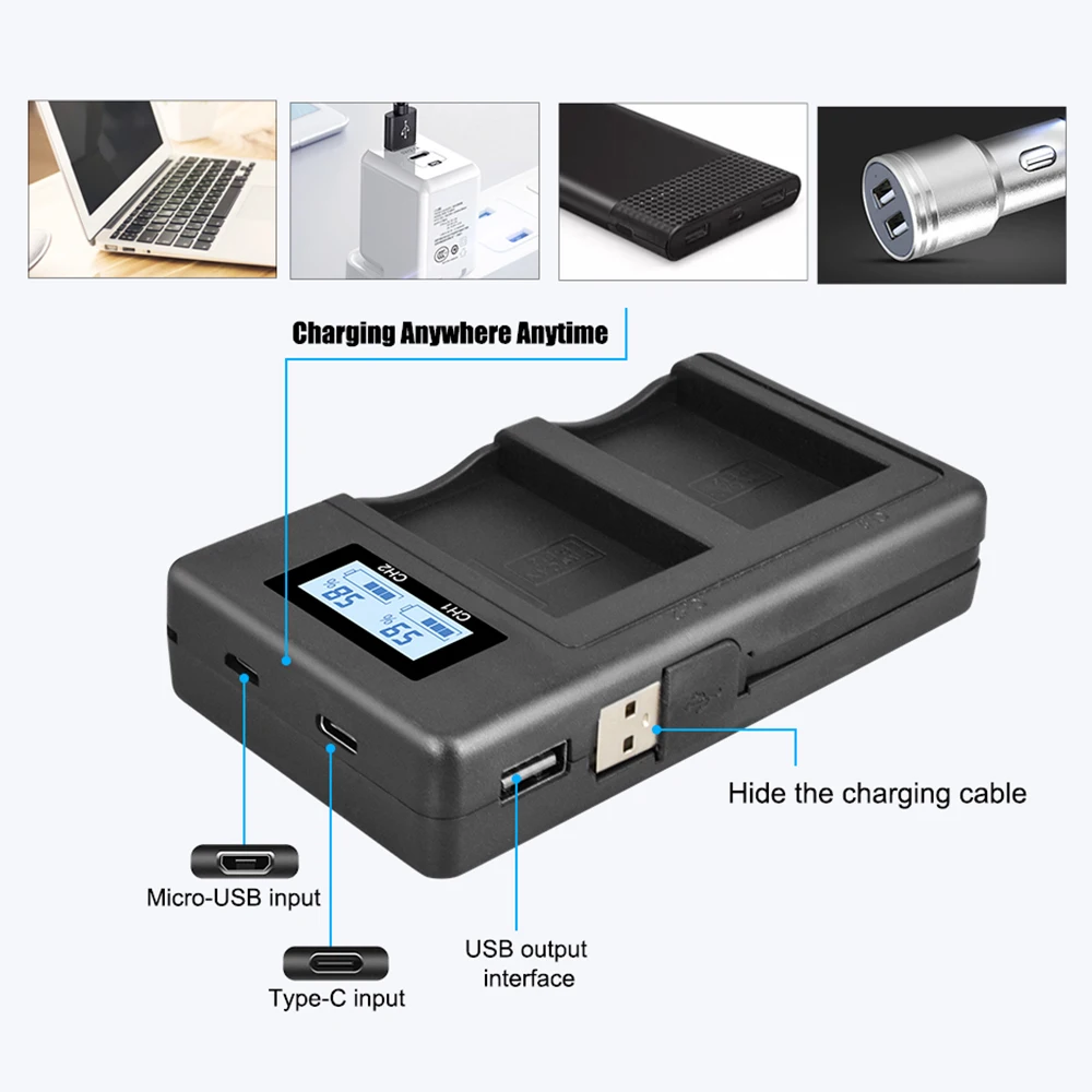 Аккумулятор LP-E12 LP E12 LPE12 LP-E12a и зарядное устройство с двойным USB ЖК-дисплеем для