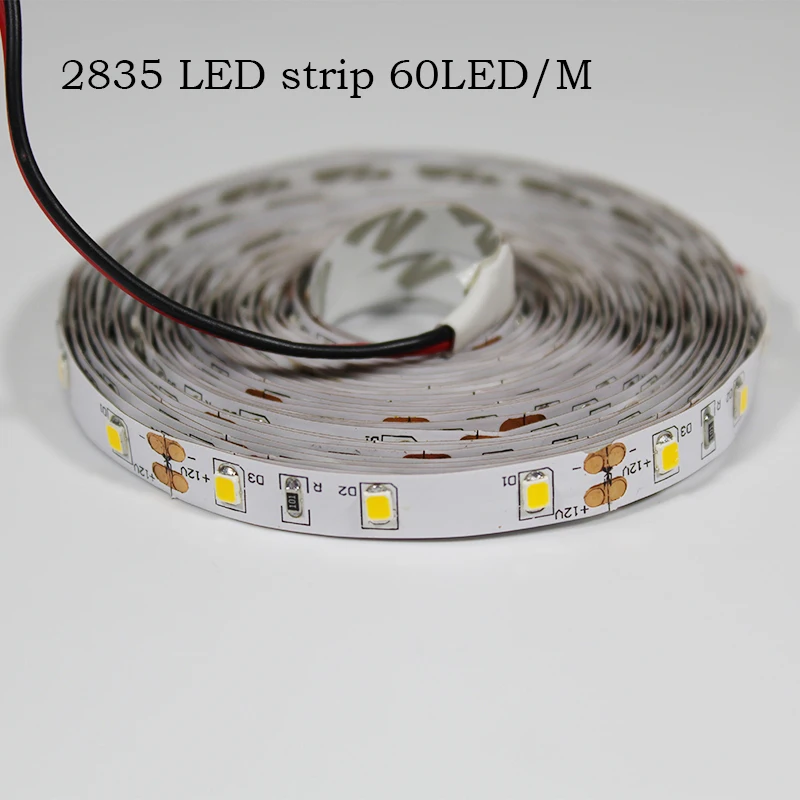 60LEDS Светодиодная лента 5 м рулонов 2835 Светодиодный свет полосы Водонепроницаемый 12V 60/120/180/240 светодиодный s/m гибкая световая лента домашний декор белый/теплый белый - Испускаемый цвет: 60LEDS