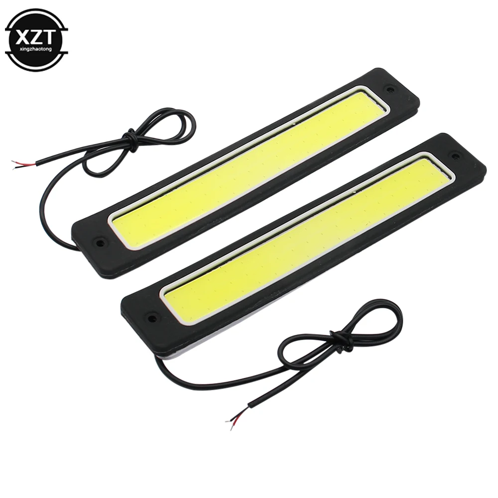 

Автомобильные дневные ходовые огни DRL, противотуманные фары, 2 шт., супер яркие Гибкие водонепроницаемые COB прямые белые для вождения, 190x35 мм