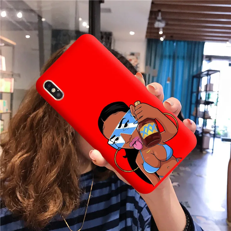 TPU Funny Black Head Girl Phone Case Make Money Not Friends Women For iPhone 11Pro Max X XR XS 8 7 6s Plus Candy Red Silicone Cover - Цвет: TPU