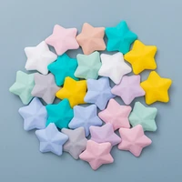 5pcs pentagram baby silicone teether rodent food grade star silicone beads for kids pendant nursing accessories children toys