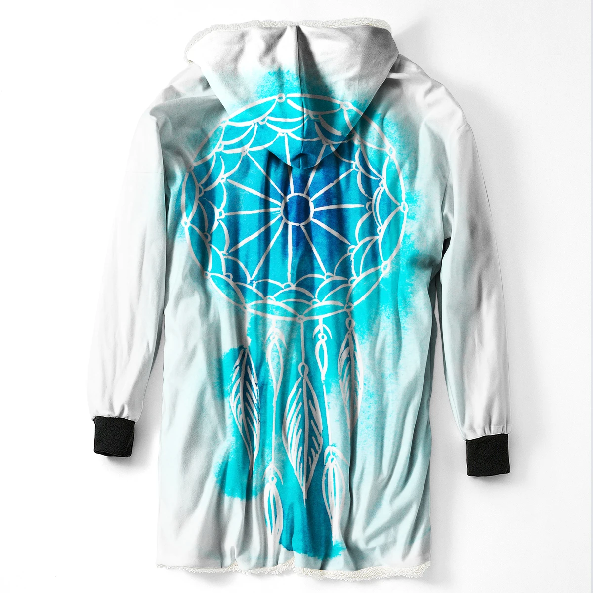 new brand 3D print custom design man's Sherpa coat loose long winter plus velvet jacket polyester hooded warm CL30