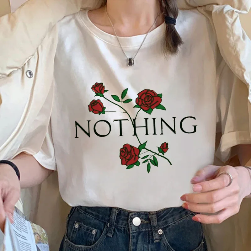 

2021 New Summer O-neck short sleeve female T Shirt Harajuku Rose Print Tshirt 90'S Girls Fashion Retro Tops t-shirt women mujer