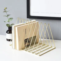 luxury bookshelf rack desktop metal book block office newspapers magazines storage holder stand scandinavian decor golden shelf