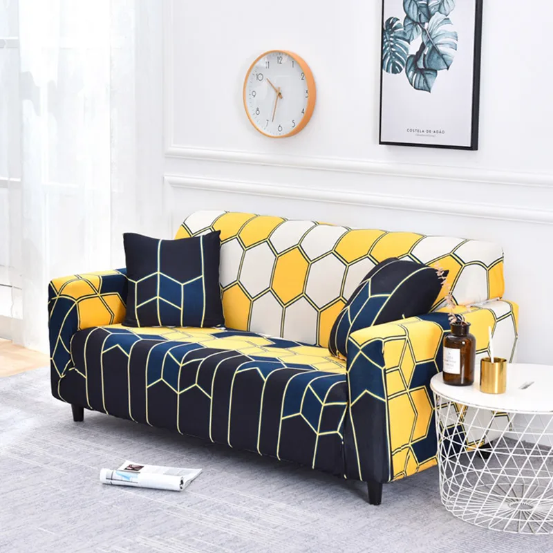

Stretch Slipcover Fitted Furniture Protector Geometry Printed Sofa Cover Stylish Couch Cover for Loveseat/Sofa/Sectional Couch