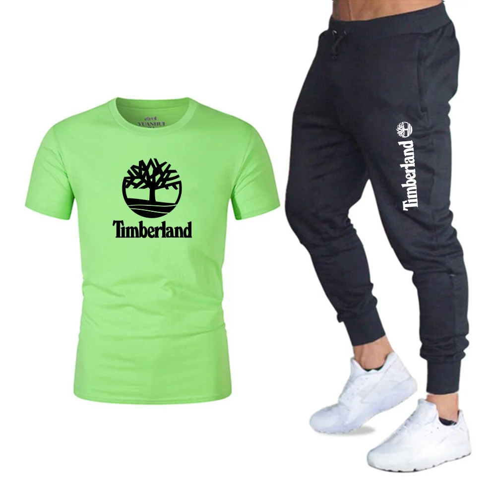 

2021 Men's Summer Breathable Short Sleeve T-shirt+Mens Fitness Training Tights Men's Tracksuit Sportswear Fashion Street Jogging