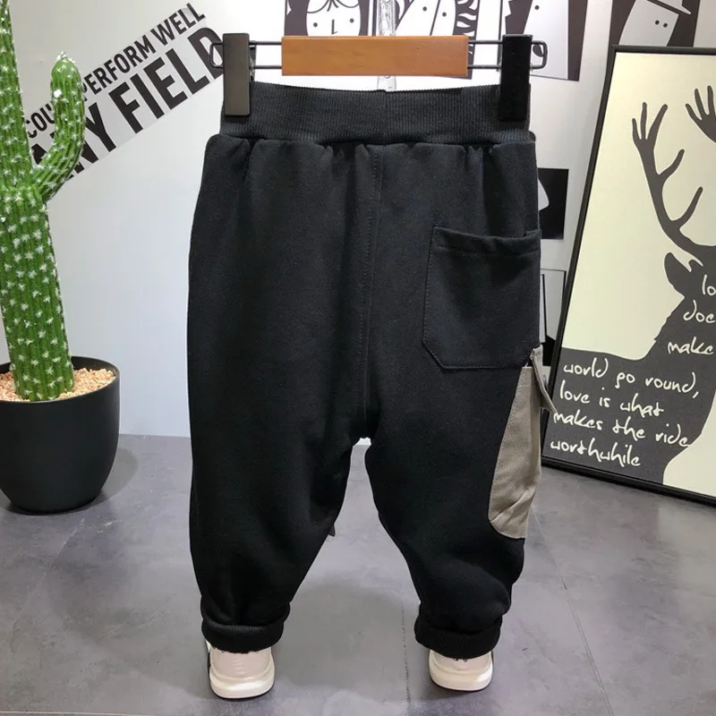 Children's Clothes Suit Spring and Autumn Boys Long-sleeved O-neck 2-7 Years Old Baby Vest T-Shirt Pants Sets |