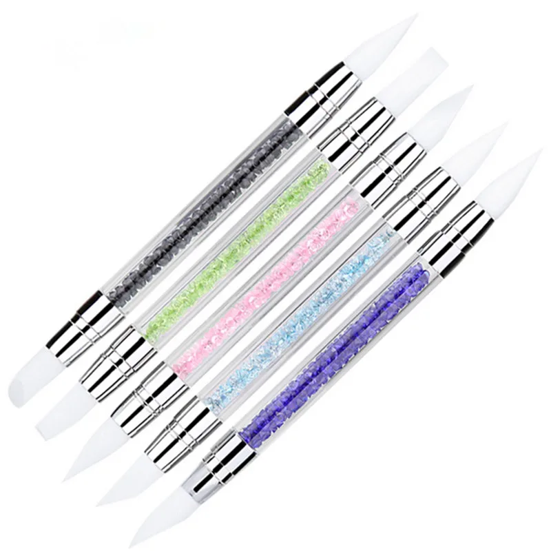 

1pc Nail Art Carving Painting Brush Pen 2-Ways Silicone Hollow Engraving Nail Art Manicure Tools#G-B061