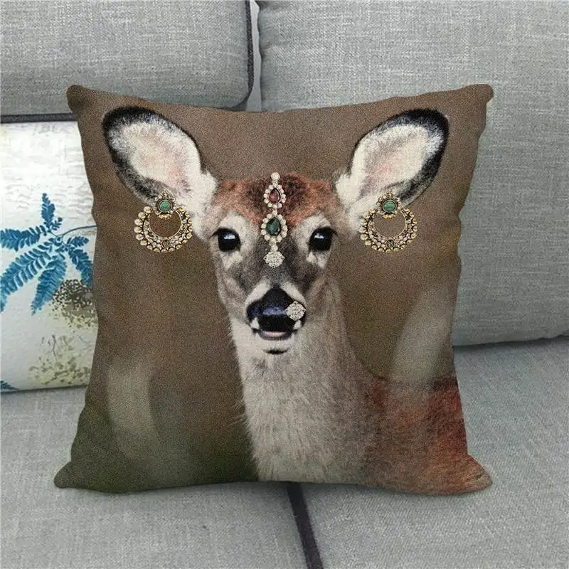 

45cm*45cm Deer in wild design throw cushion cover linen/cotton sofa pillow cover decorative pillow case