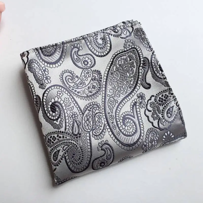 F086 Paisley Мужской Шелковый платок тканый узор в горошек Пейсли мужской деловой Повседневный квадратный Карманный платок свадебные Hankies F80-100 - Цвет: F086 Paisley