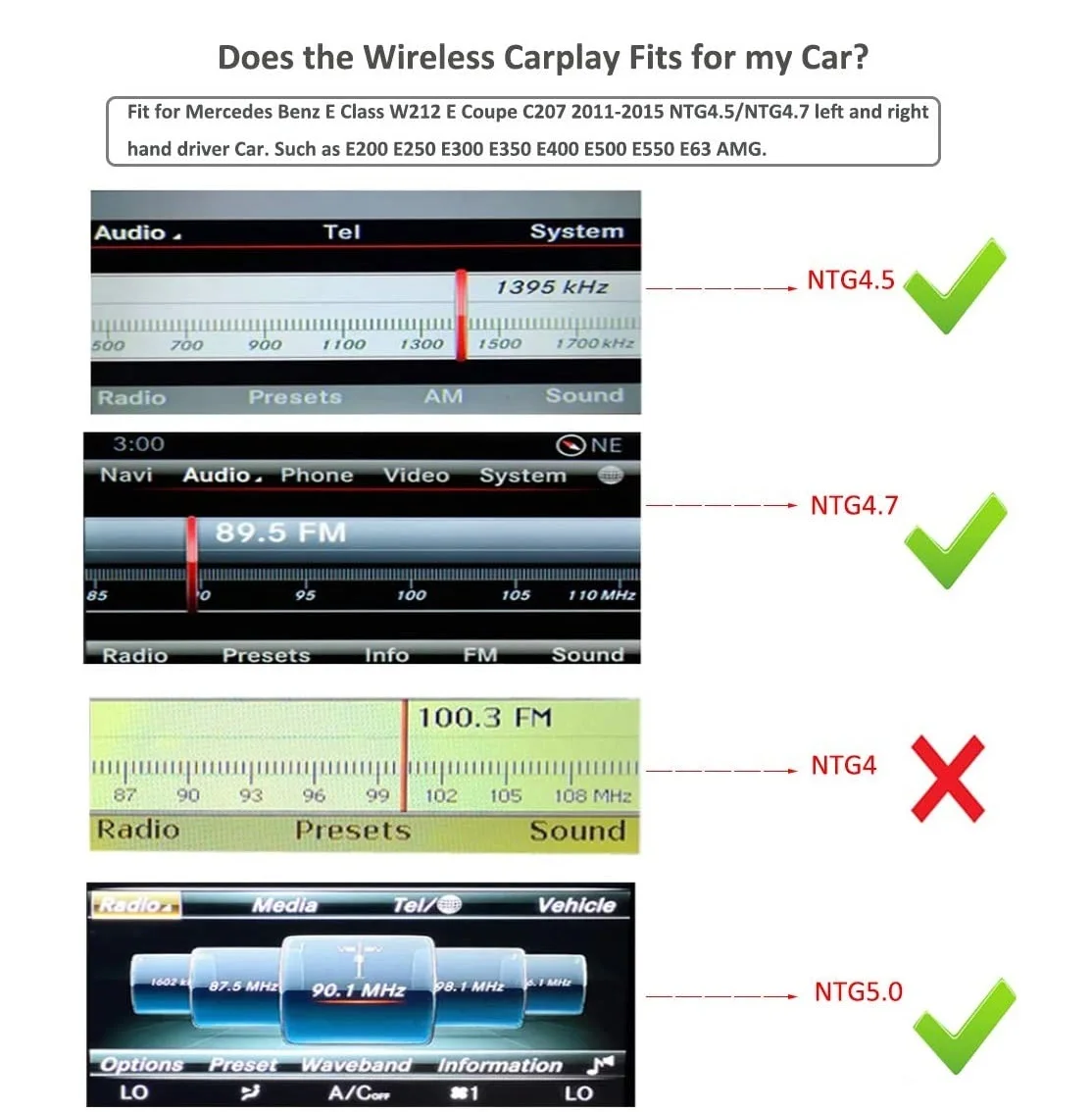 

Multifunctional Car Radio Wireless For Apple Carplay Interface Box For Mercedes C Class W205 Glc X253 Dvd Multimedia Android