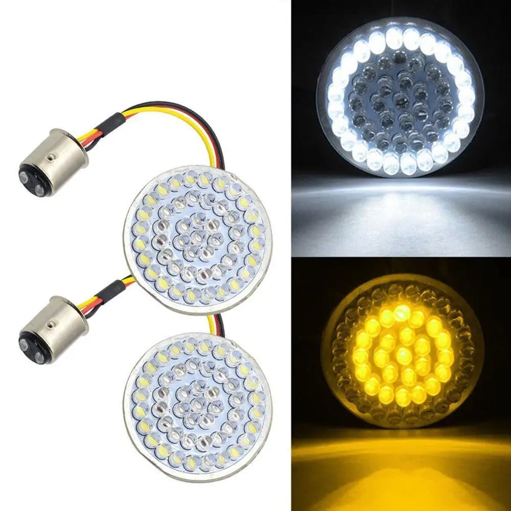 

Motorcycle 2" Bullet Style 1156 White Running lights Amber turn signal LED lights inserts For Softail 2011-2017 Sportster