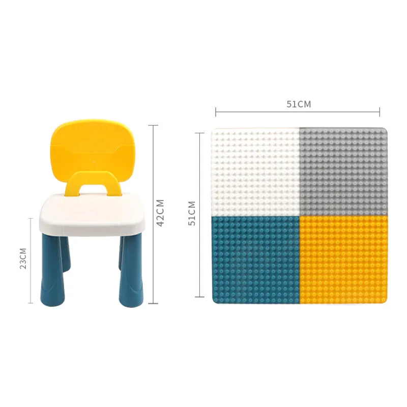 Многофункциональный игрушечный игровой стол + Набор стульев для строительных