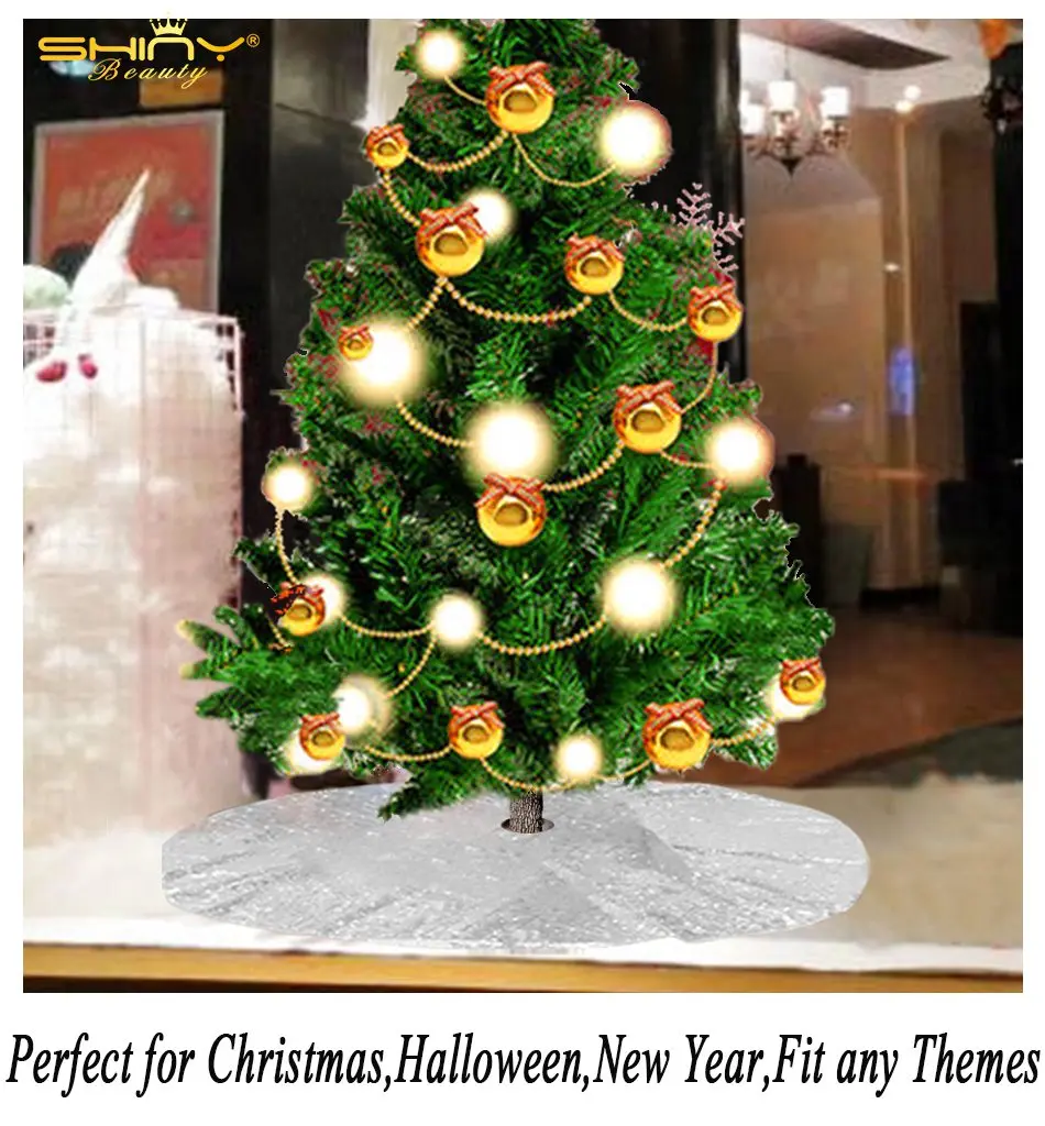 Юбка на елку Рождественская юбка Рождество 24 дюйма серебристая блестящая