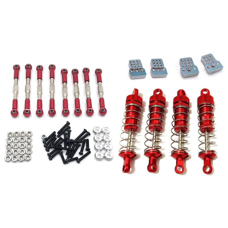 

2 Set RC Car Part: 1 Set Metal Shock Absorber With Extension Seat & 1 Set Metal Pull Rod Steering Link Set