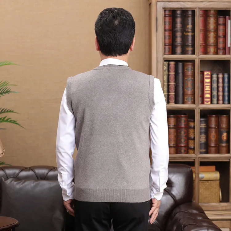 Жилет Мужской трикотажный без рукавов повседневный жилет с V-образным вырезом