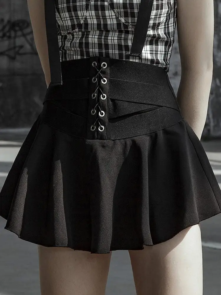 Панк Rave Для женщин Гот шик с высокой талией плиссированная юбка PQ554 Азиатский