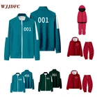 Игровые комплекты WJJDFC из кальмара, одинаковая спортивная одежда, осенний свитер с воротником-стойкой на молнии, косплей-игра 456, комплект толстовок с принтом, спортивный костюм