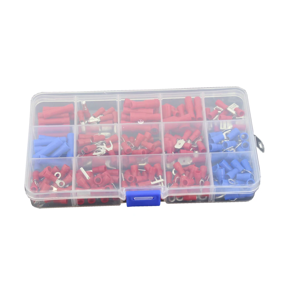 240 PCS insulated cold-pressed terminals Fork-shaped round 6.3 Reed-in blades Terminal block line nose combination set | Обустройство