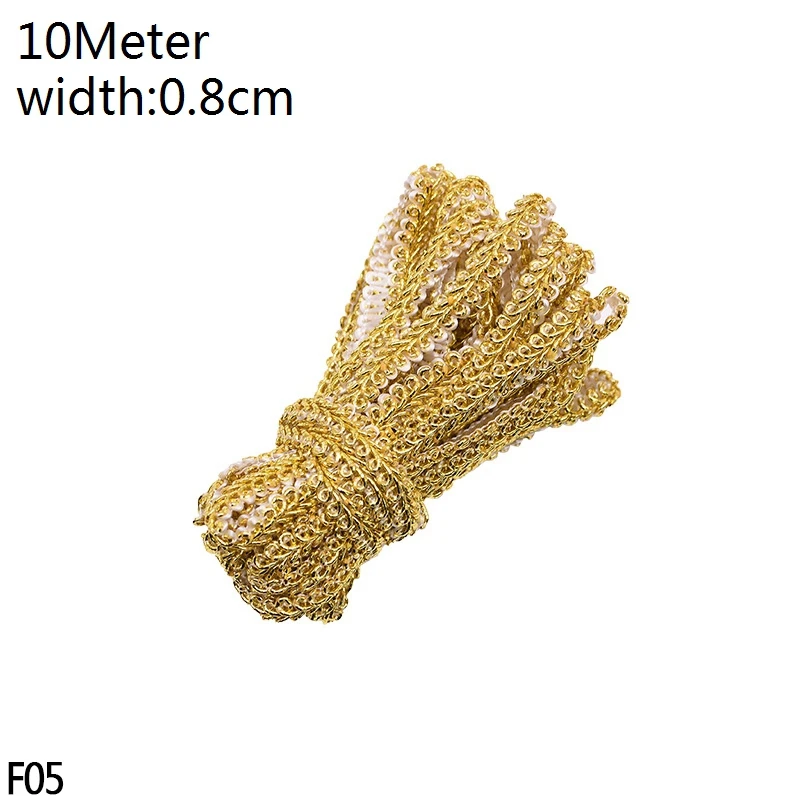 F05-10m gold white 1/3/10 ярдов ручной работы с кружевной отделкой в стиле пэчворк Материал белого и розового цветов с кружевными вставками, с узором в сердечко, лента для самодельного украшения одежды швейная фурнитура - Цвет: F05-10m gold white