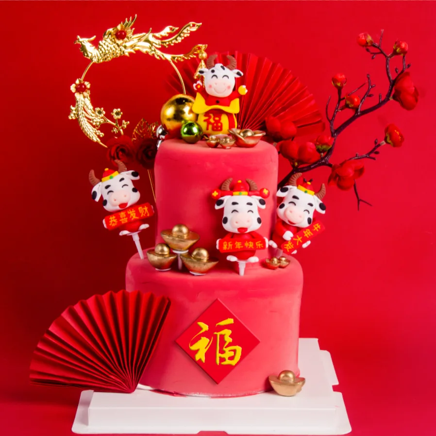 Китайский стиль Мягкая Корова малыш новый год золотой Foxiu украшение на день