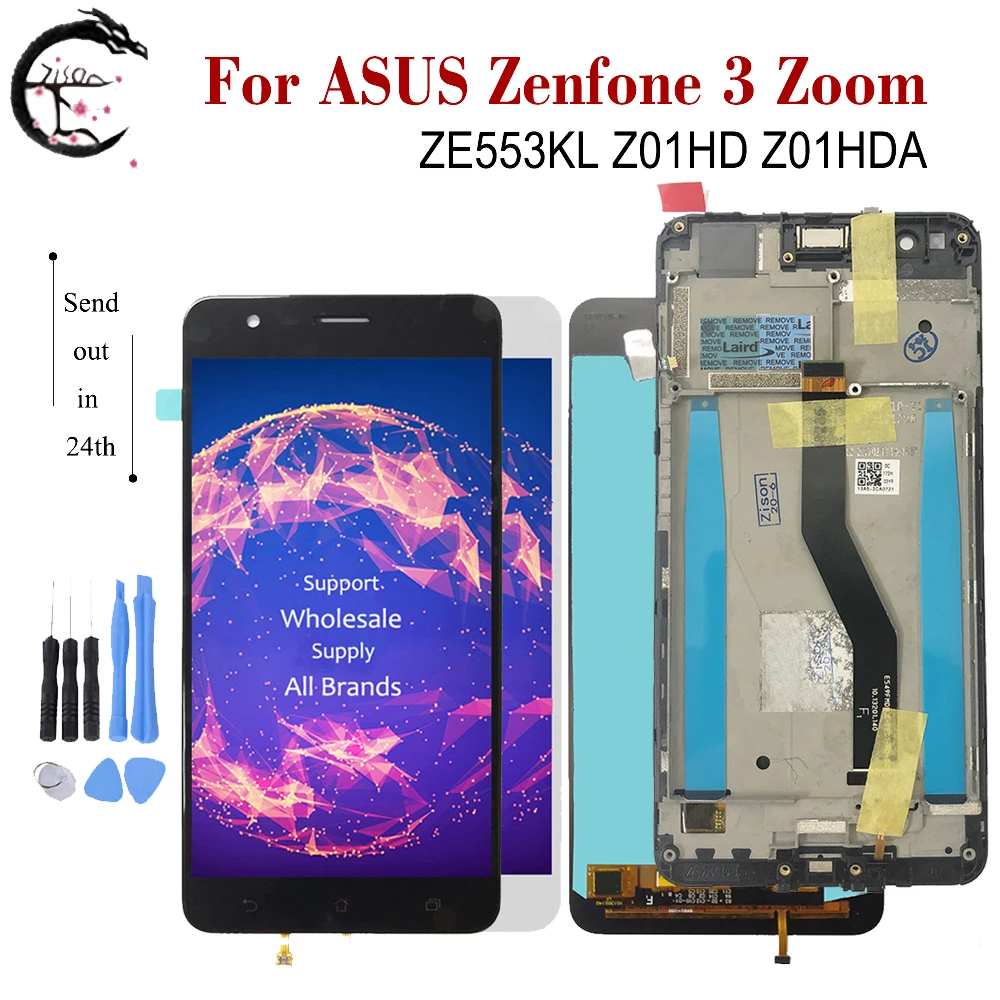 ЖК-дисплей 5,5 дюйма с рамкой для ASUS Zenfone 3 Zoom ZE553KL, ЖК-дисплей Z01HD Z01HDA, сенсорный экран с цифровым преобразователем в сборе ZE553KL, дисплей