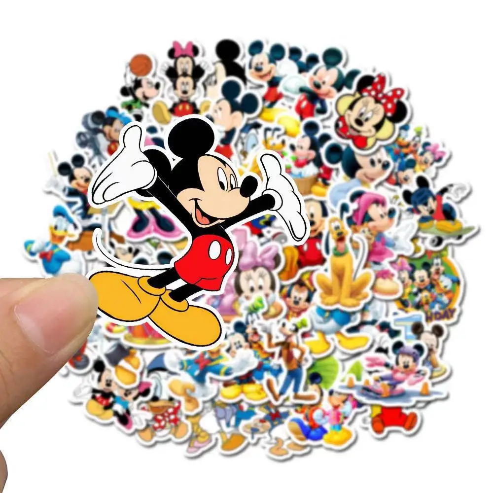 Protector solar impermeable con dibujos animados de Mickey para ni&ntilde;os, pegatina para coche, equipaje, guitarra, cuaderno, carrito, regalo, 10/50 Uds.-0
