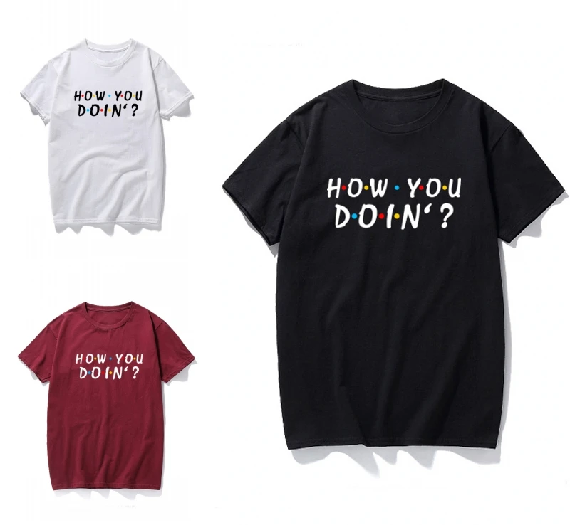 Футболка женская с коротким рукавом повседневный топ надписью Friends How You Doin одежда