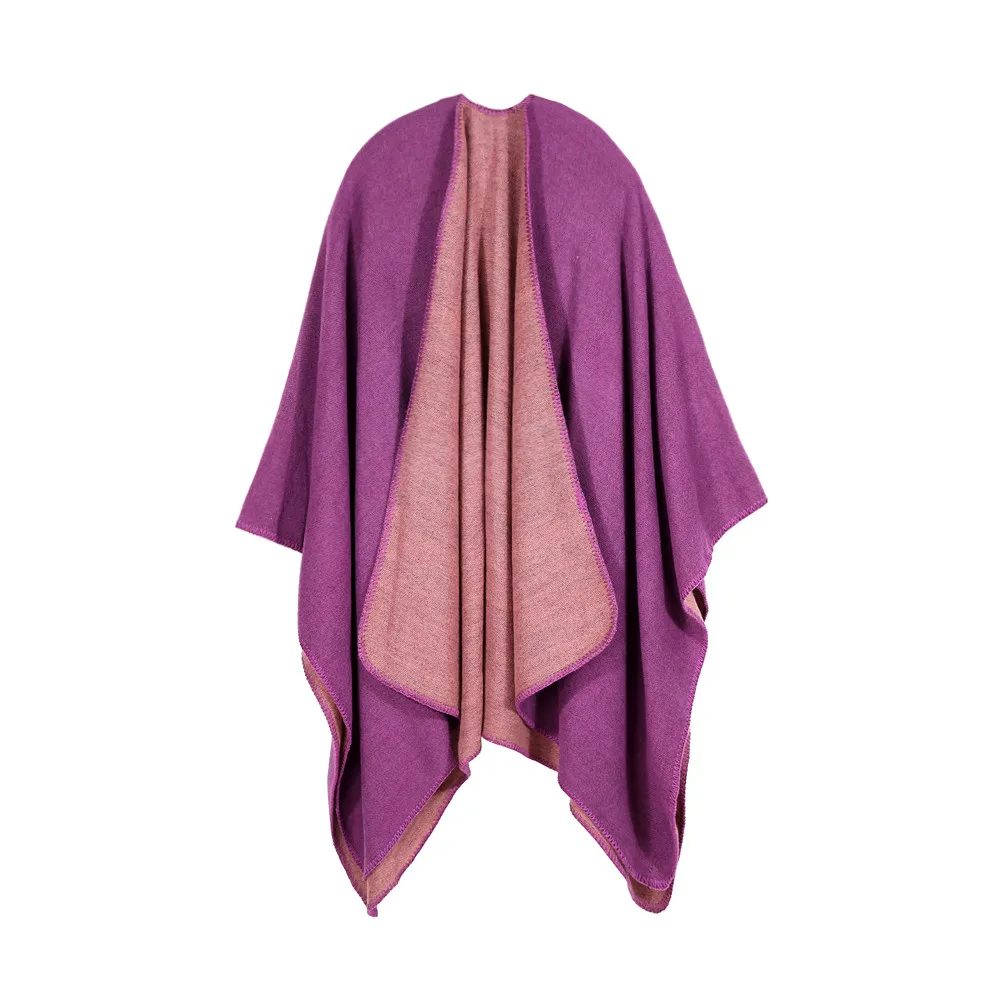 Зимний плащ женский Мягкий кашемировый однотонный кардиган накидка шаль пальто