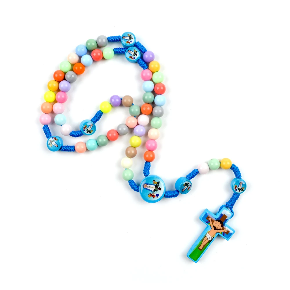 Blue-6 Fatima Beads Детские четки синий шнур дерево Фатима отец бусины мальчик девочка подарок - Окраска металла: Blue-6 Fatima Beads