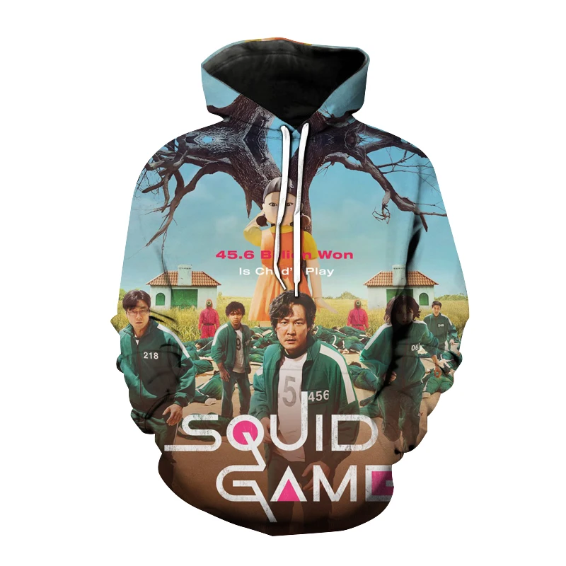 Squid Game Hoodies Korean Movie 3D Printed Hoodies Men Women  Sweatshirts Oversized Hoodie Kids Boy Girl 3D Pullover Streetwear