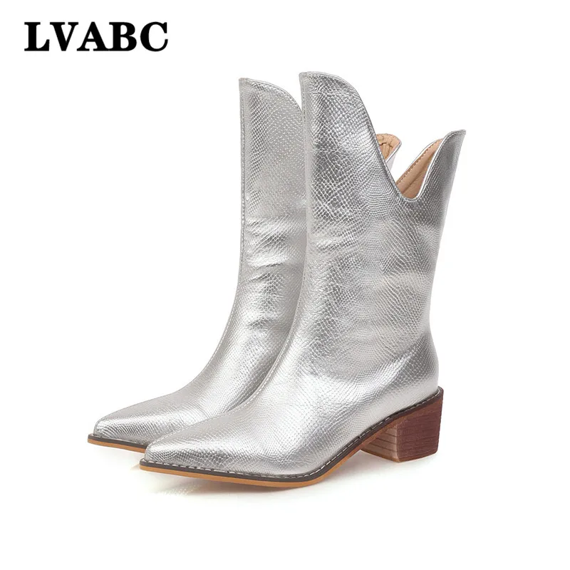 

2019 Autumn Winter Casual Western Cowboy Ankle Boots Women Snake Leather Cowgirl Booties Short Cossacks botas High Heels Shoes