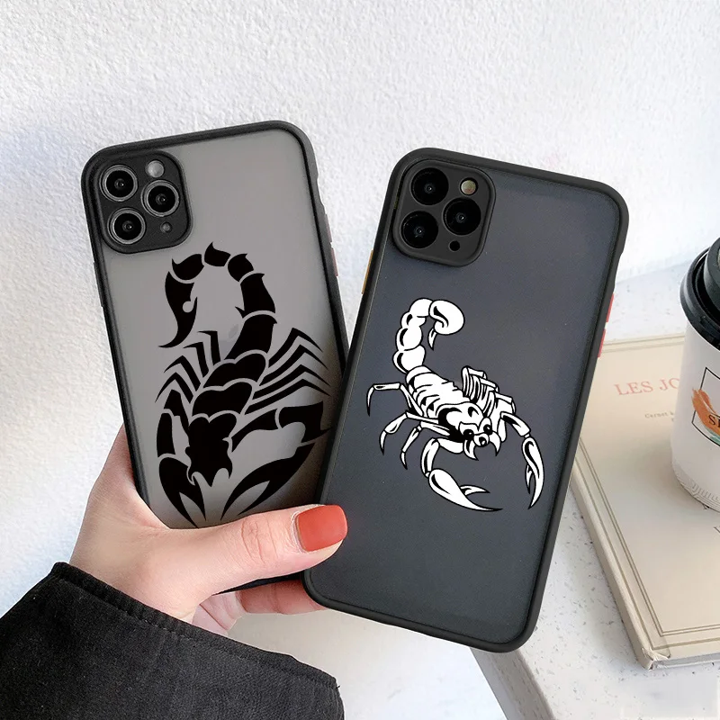 

Scorpion Half-wrapped hard phone Case For iPhone X XR XS X 12 11 13 14 Pro Max back Cases 6 7 8s plus mini Cover Coque